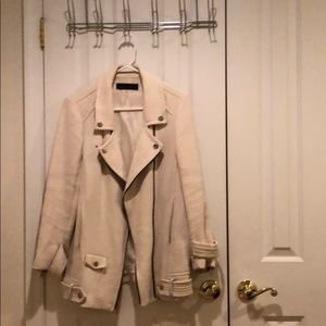 ZARA white zip up coat L